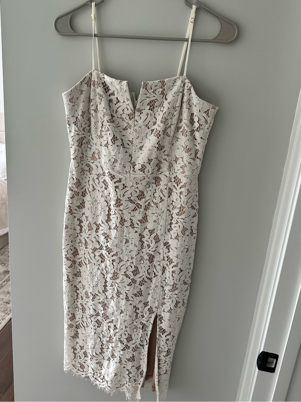 Lulu's Ivory Lace Strapless Midi Dress
